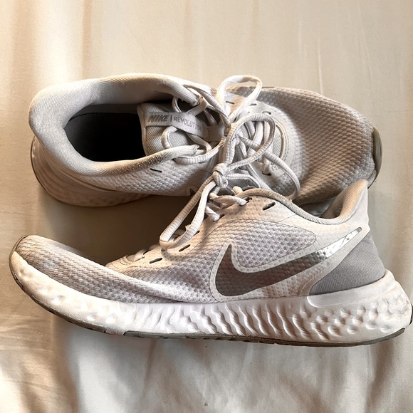 Nike Shoes - Nike White and Gray Athletic Sneakers